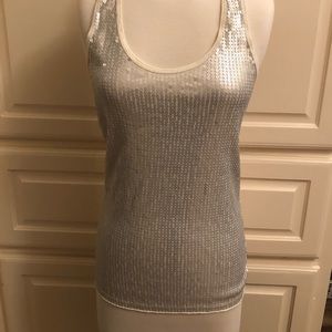 CALVIN KLEIN Silver Sequin Tank Top- XS